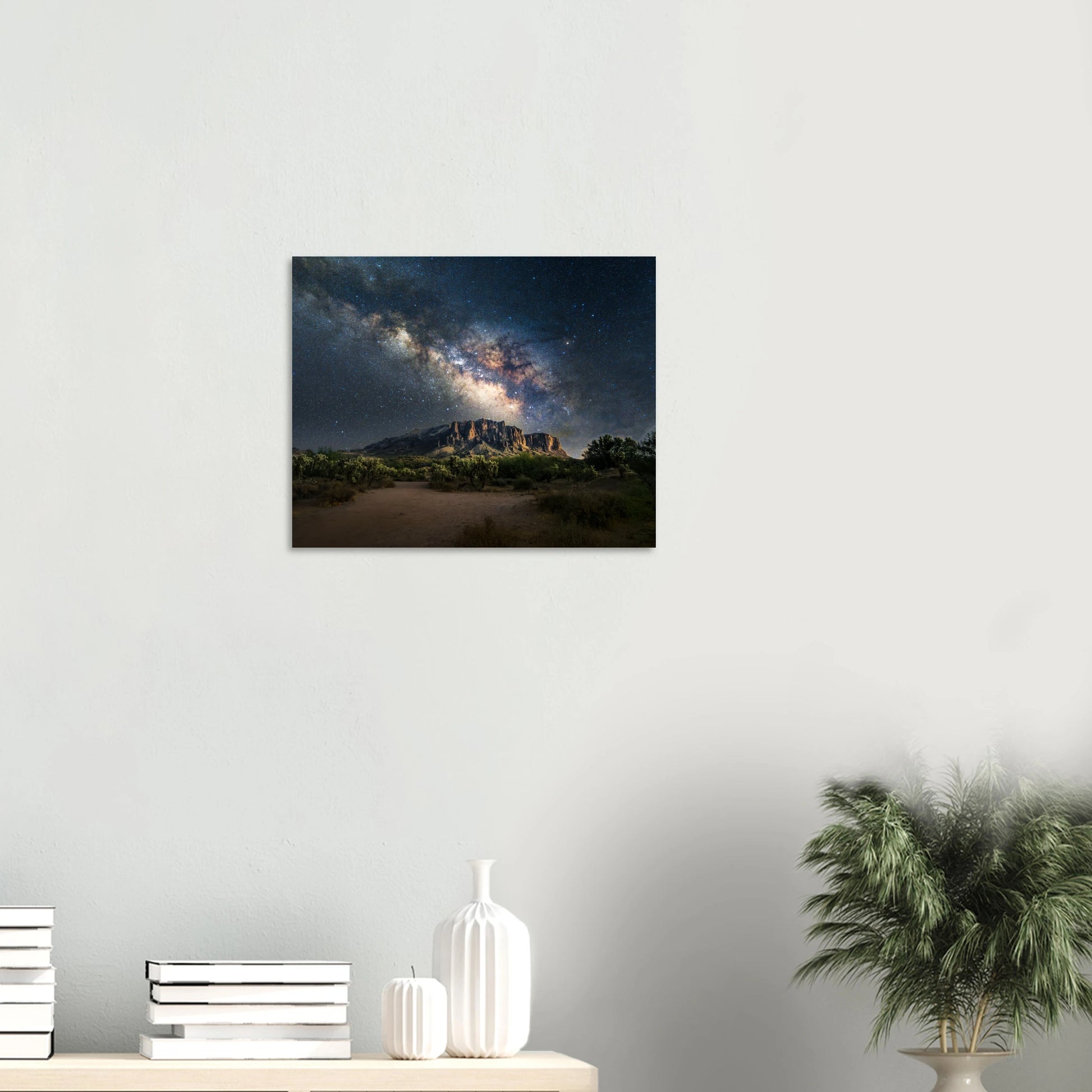 Milky Way over Arizona desert - metal astrophotography print mockup