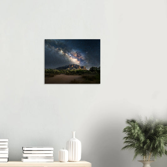 Milky Way over Arizona desert - metal astrophotography print mockup